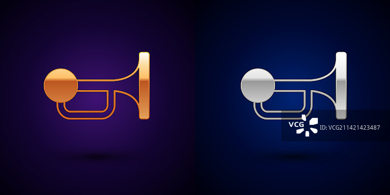 车辆上的金色和银色信号喇叭图标图片素材