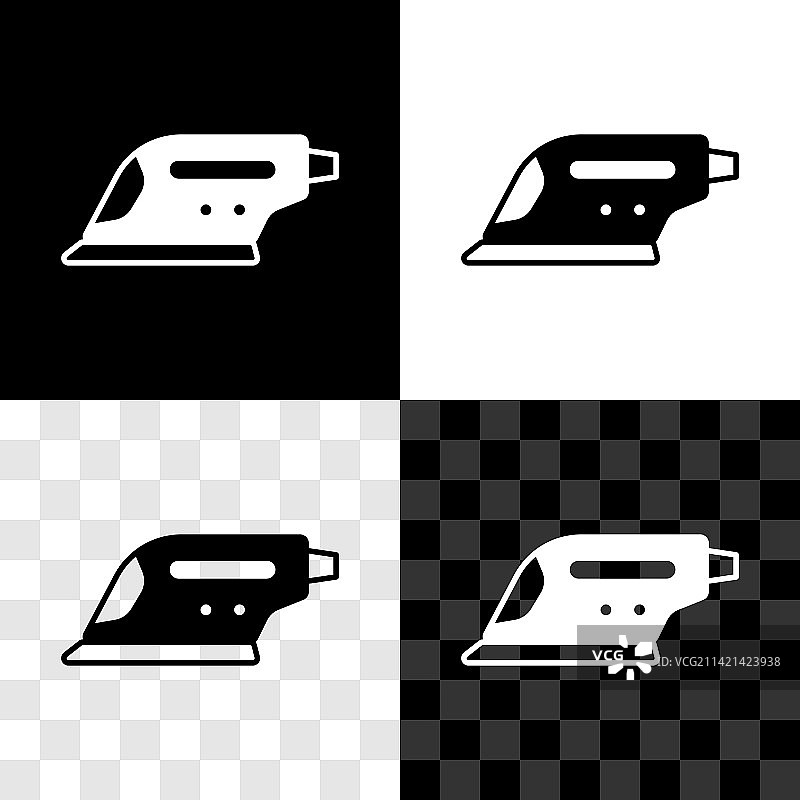 黑白背景上的电熨斗图标图片素材