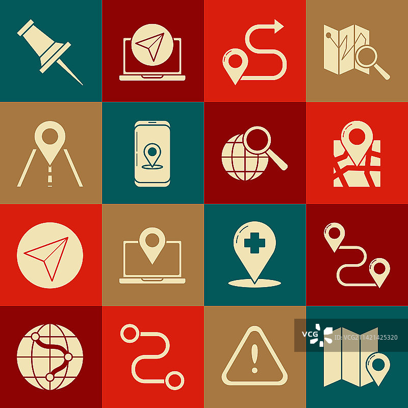 折叠地图定位标记路线素材图片素材