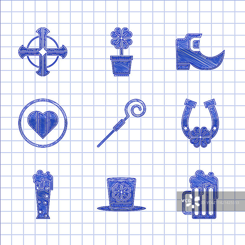 手杖小妖精帽子和四叶草图片素材