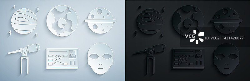 未来感HUD界面：土星图片素材