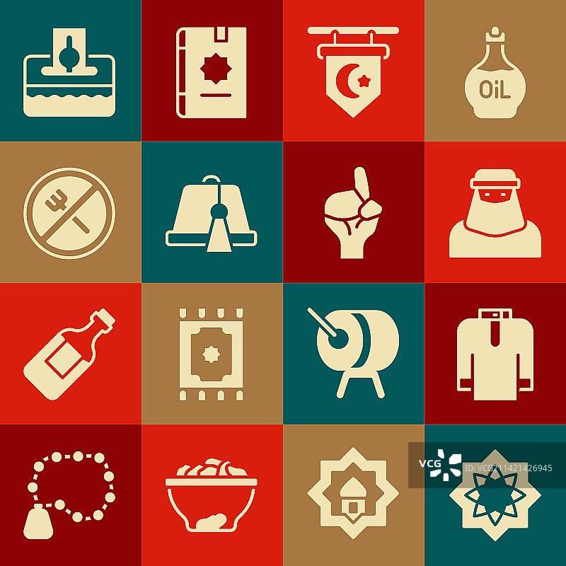 穆斯林女性的八角星衬衫和库尔塔组合图片素材