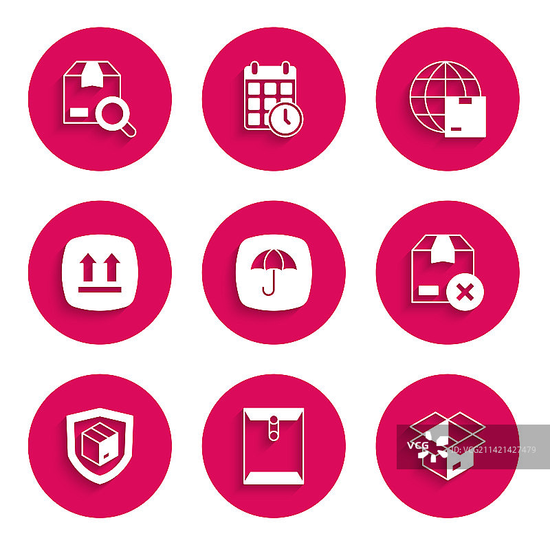 带雨伞信封的配送包裹合集图片素材