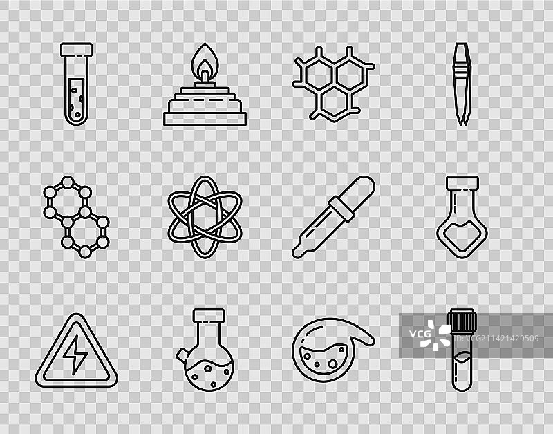 高压标志、试管和烧瓶图片素材