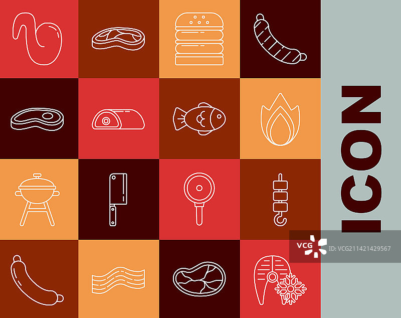 新鲜冷冻鱼排烤串图片素材