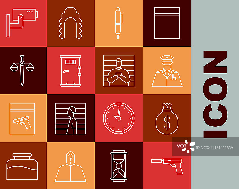 手枪消音器和钱袋图片素材