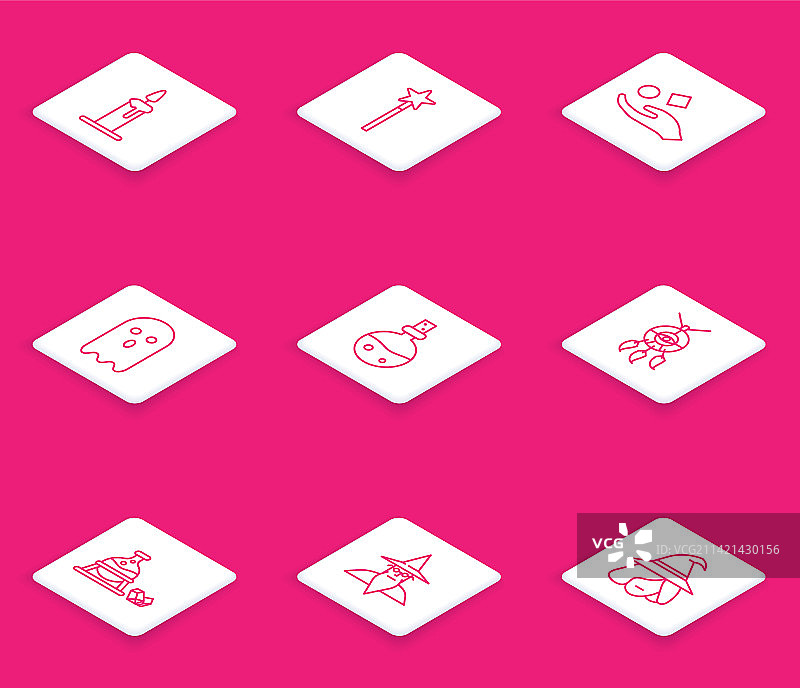 烛台上的燃烧蜡烛和魔杖图片素材