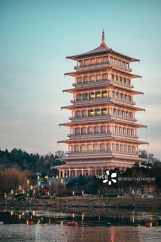 长安塔中景图片素材