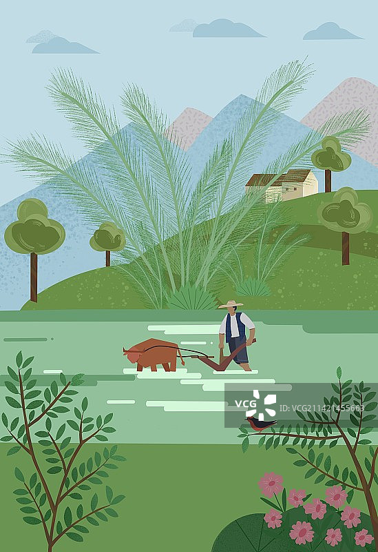 二十四节气惊蛰插画海报图片素材