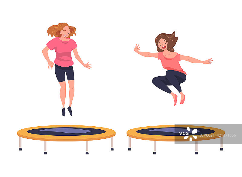 兴奋的女人角色在蹦跳图片素材