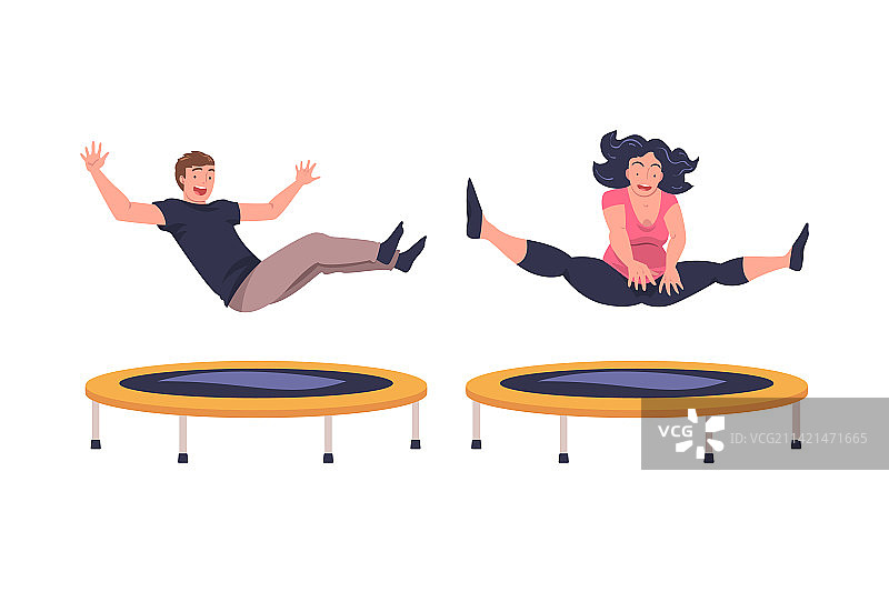 兴奋的男人和女人跳跃图片素材