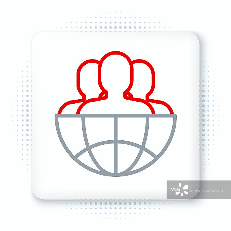 白色背景上的线条地球和人物图标图片素材