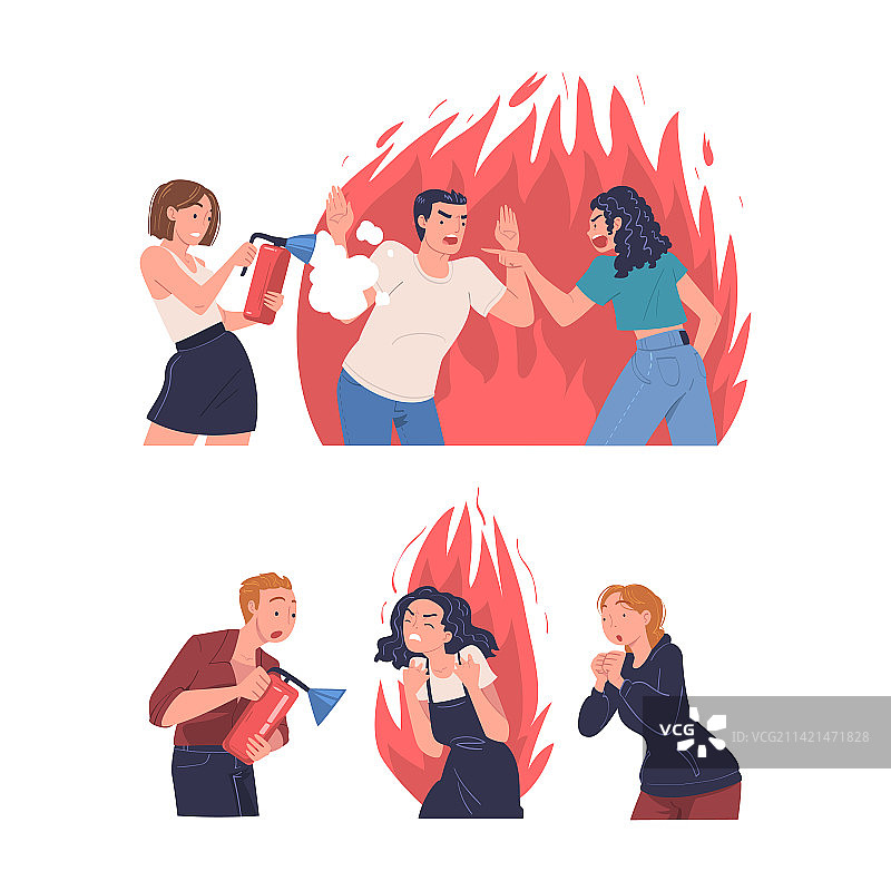 男人和女人角色灭火图片素材