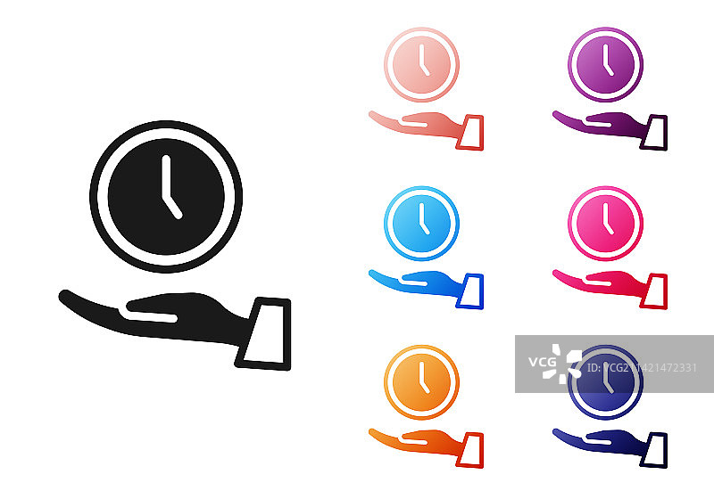 白色背景上的黑色时钟图标图片素材