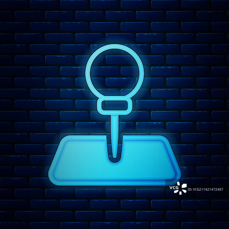 发光霓虹图钉砖墙图标图片素材