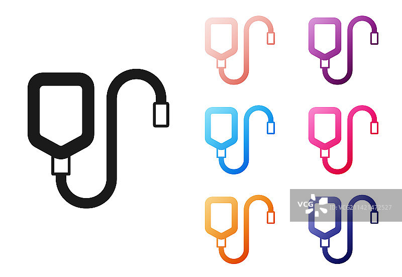 白色背景上的黑色静脉注射袋图标图片素材