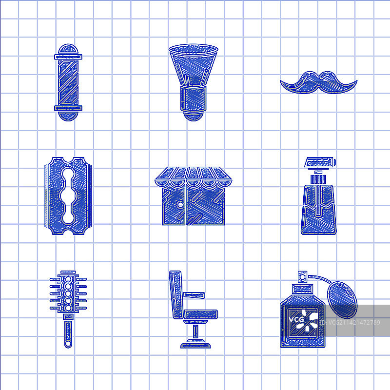 理发店建筑椅子须后膏套装图片素材
