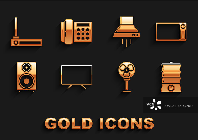 智能电视微波炉双层蒸锅设置图片素材