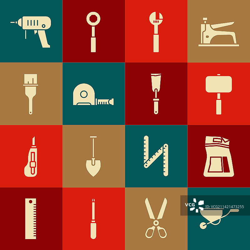 手推车水泥袋大锤套装图片素材