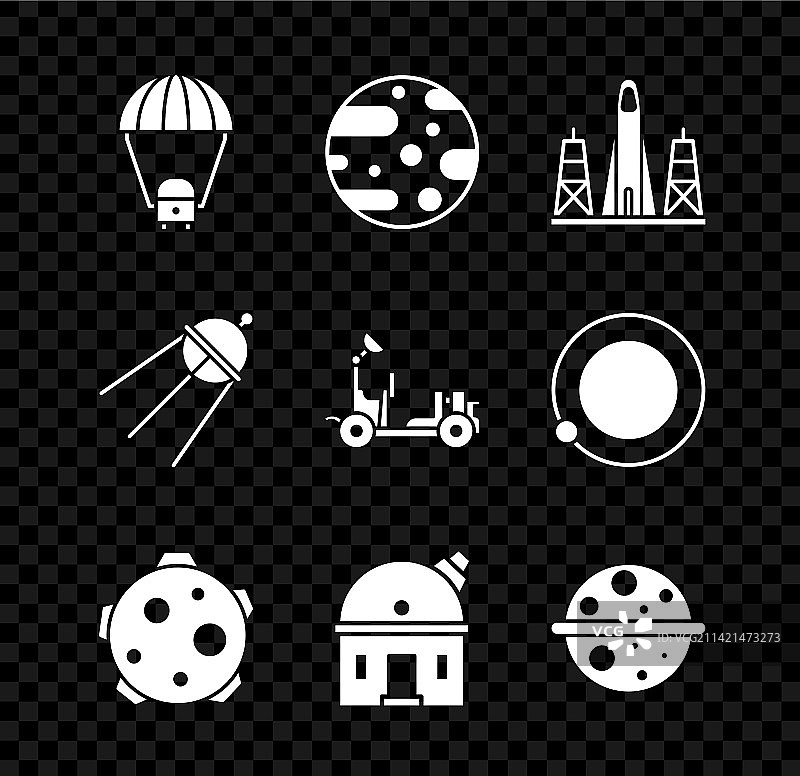 太空舱、降落伞和火星组合图片素材