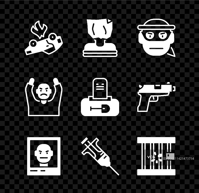 燃烧的汽车、绑架、土匪和通缉海报图片素材