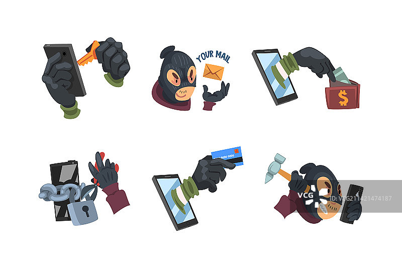 蒙面黑客窃取数据图片素材