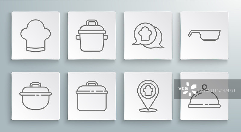 厨具套装：锅、厨师帽与定位图片素材