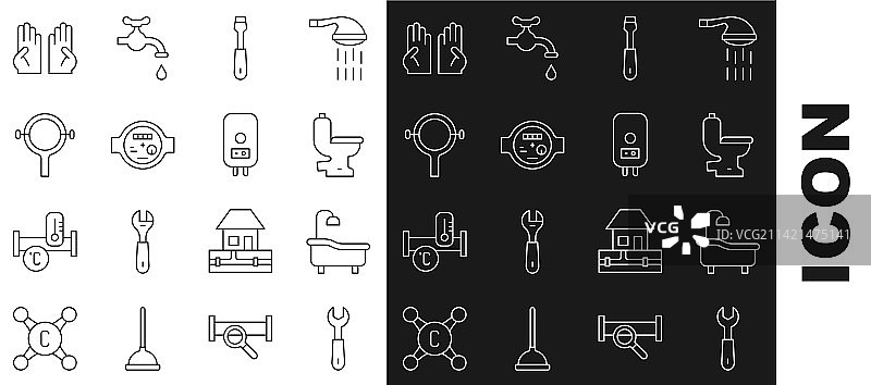 扳手、扳钳、浴缸、马桶设置图片素材