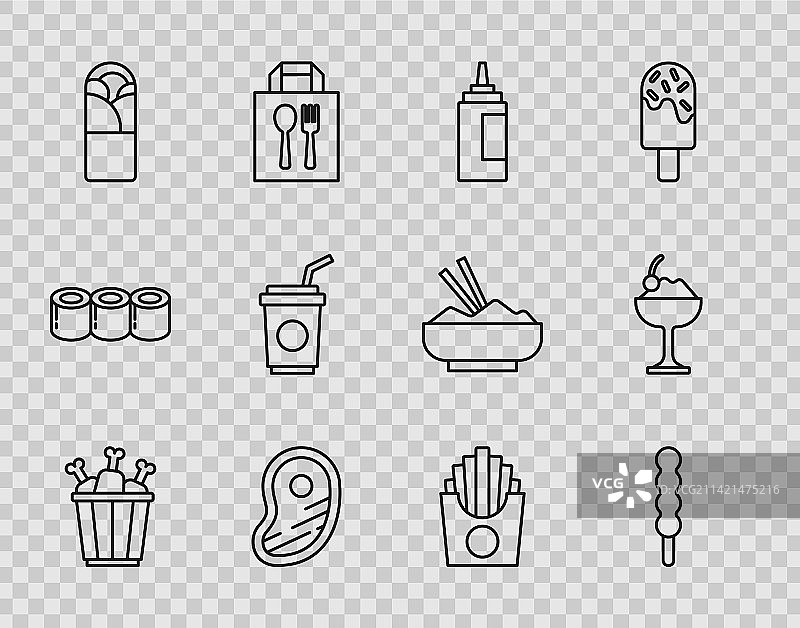 包装盒里的鸡腿和棒棒糖图案图片素材