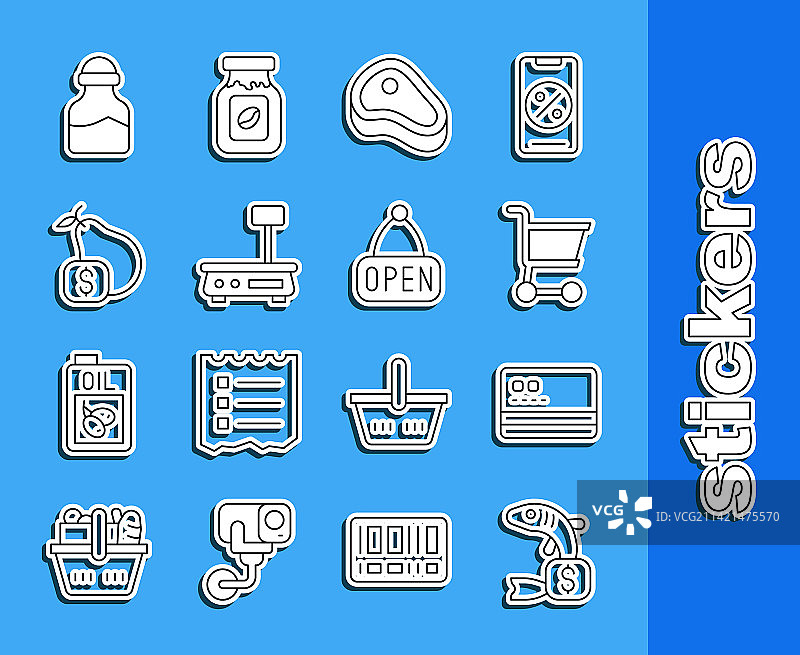 线性鱼价格标签信用卡购物图标图片素材