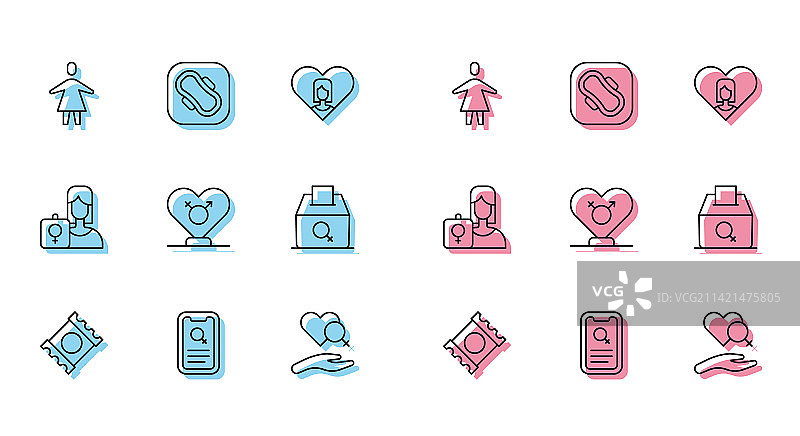 包装中的避孕套线条图案（约会App女性）图片素材