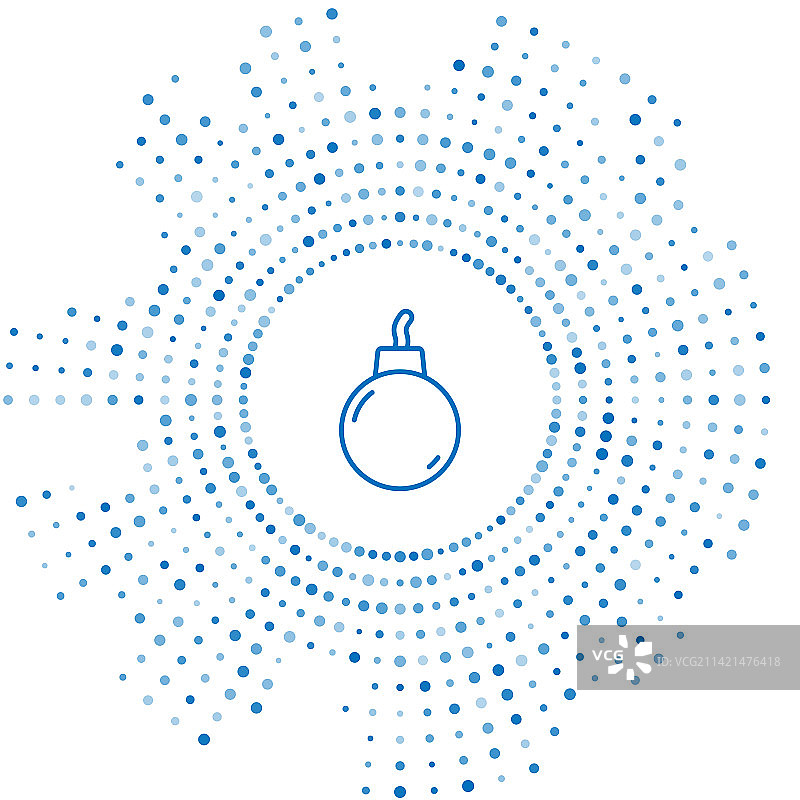 蓝色背景上隔离的蓝色线条炸弹准备爆炸图标图片素材