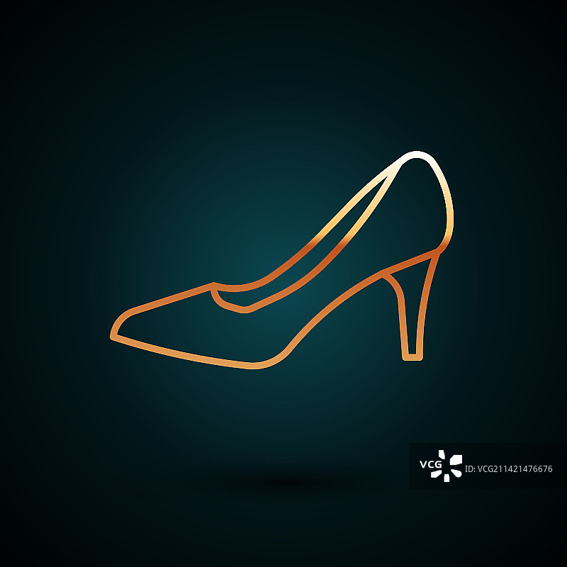 金色线条女士高跟鞋图标图片素材