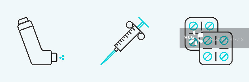 药丸泡罩包装和吸入器线条元素图片素材