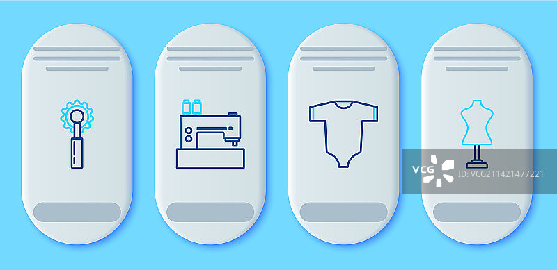 线条缝纫机婴儿服装切割工具图片素材