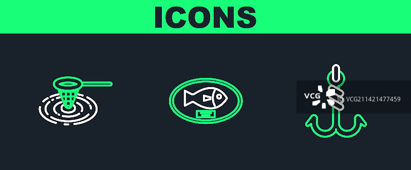 渔线钓鱼鱼钩渔网水奖杯图片素材