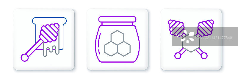 线条图标集：滴落蜂蜜的蜂蜜勺图片素材
