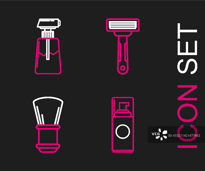 剃须凝胶泡沫刷剃须刀和乳霜套装图片素材