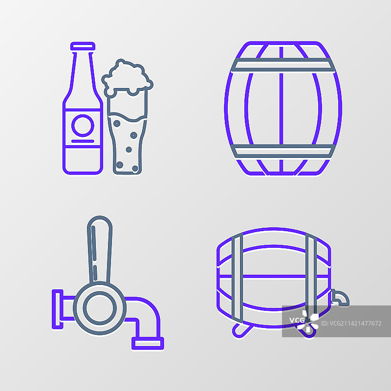 木桶置物架龙头与啤酒图片素材