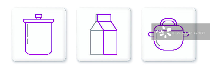 烹饪锅和牛奶纸包装图片素材