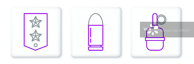 手榴弹、人字形和子弹线条图片素材