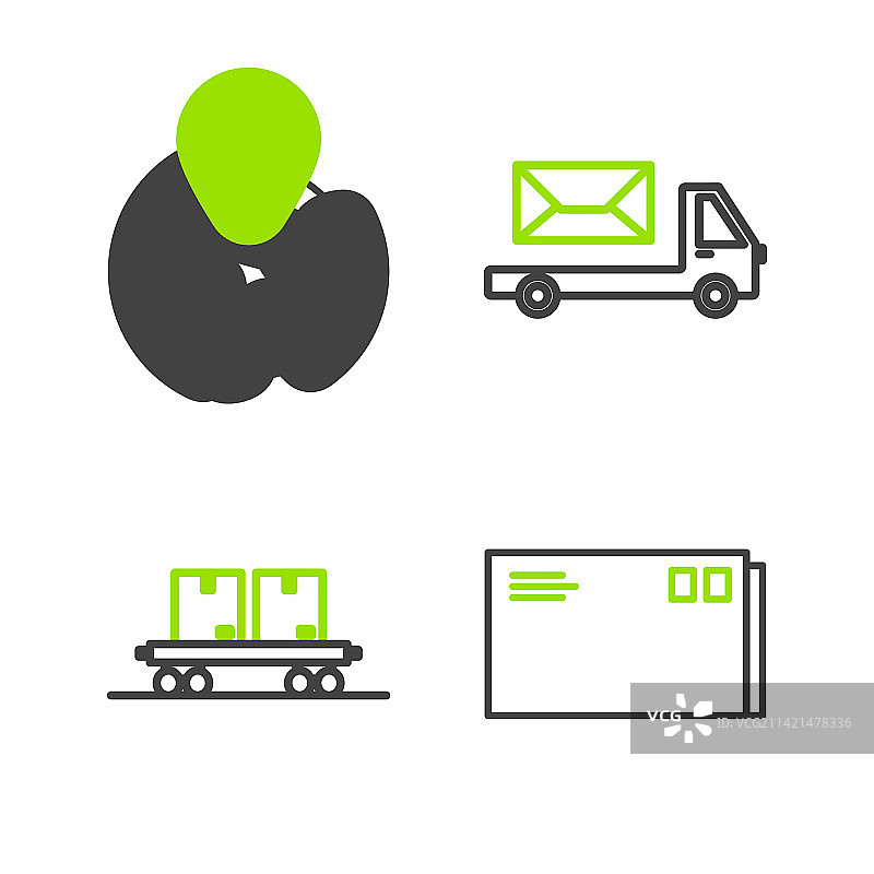 信封火车邮车线性图标图片素材