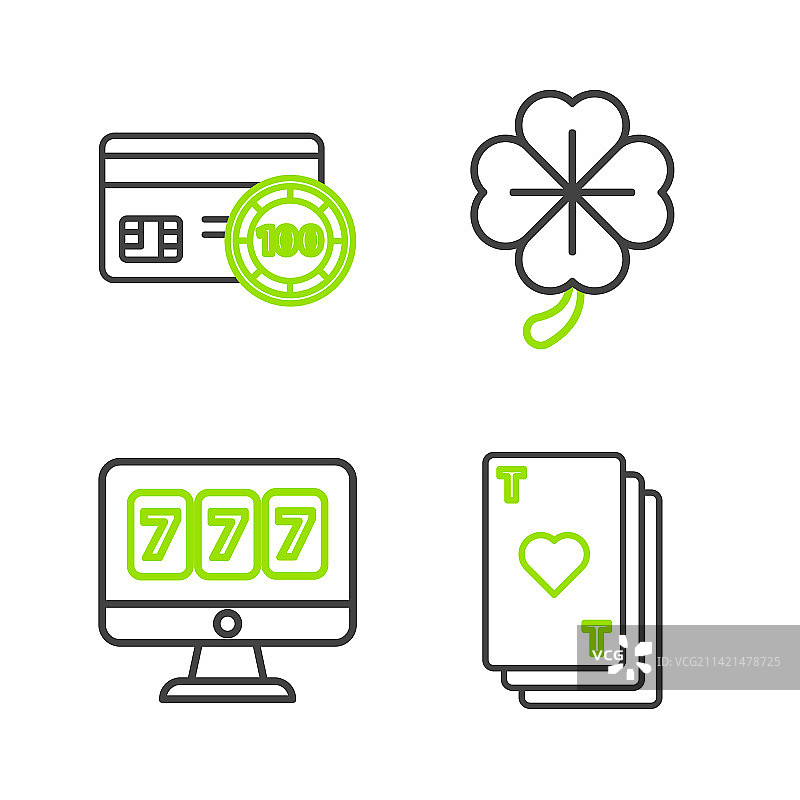 带有心形的在线老虎机扑克牌图片素材