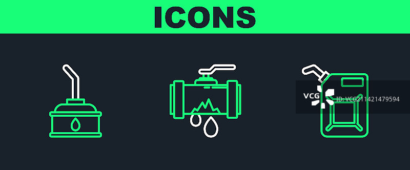 汽油罐电机机油线条组合图片素材