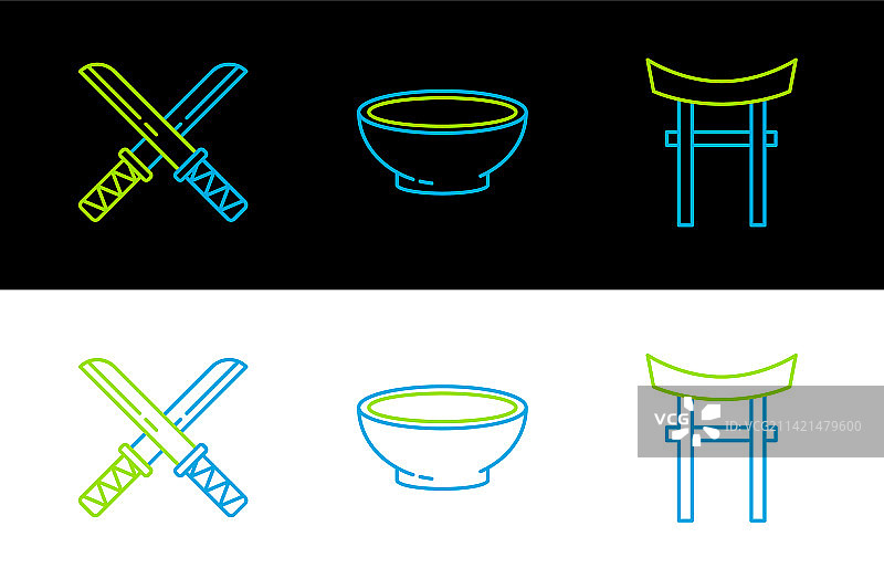 日式大门和传统日本武士刀图片素材