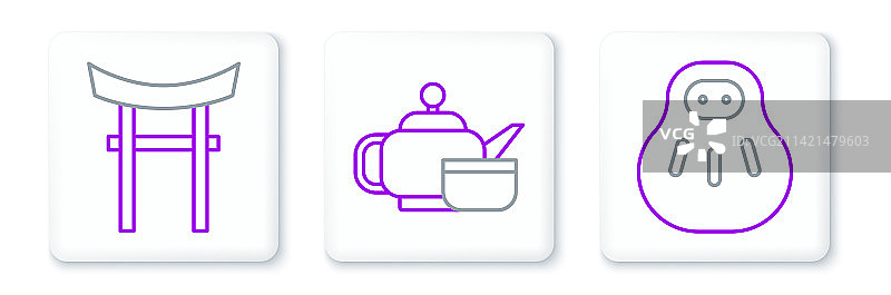 招财猫、日本鸟居与日式图案图片素材