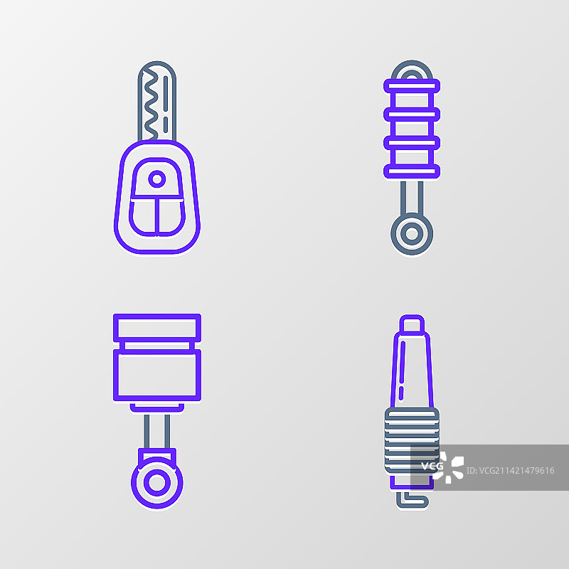 汽车火花塞发动机活塞减震器线条图标图片素材