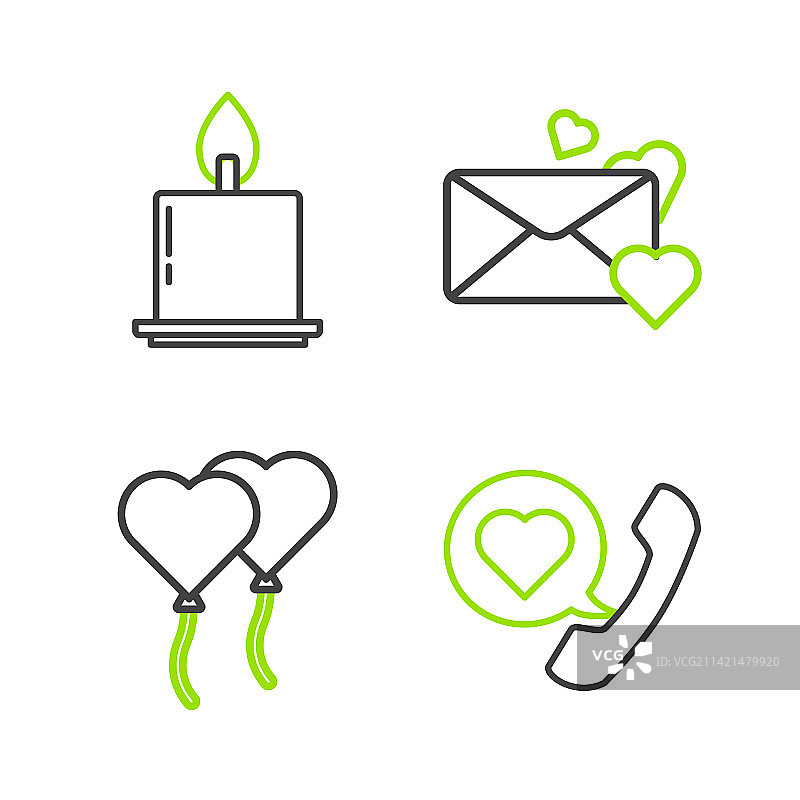 带爱心气泡的电话线条设计图片素材