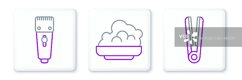 卷发棒与理发推子线条组合图片素材