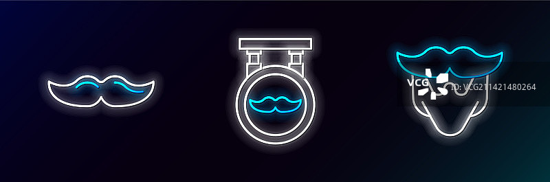 胡子、胡须与理发店图标线条图片素材